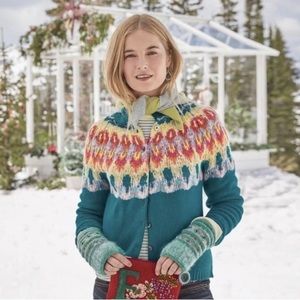 Cardigan Sundance “faire isle” style knit lambs wool size XL